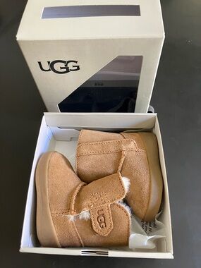 UGG Baby Tan Suede Booties with Shearling Lining